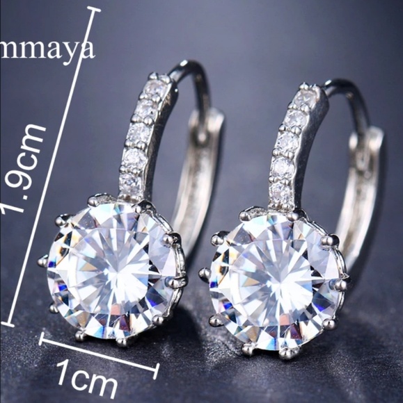 .925 Sterling Silver Plated Copper AAA CZ Earrings - Picture 3 of 4